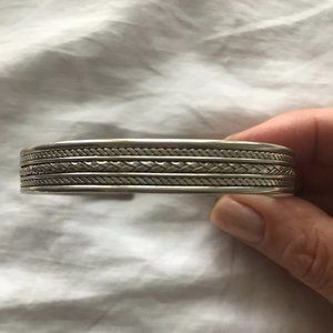 925 Sterling Silver Polished Cuff Bracelet with Oxidized Finish